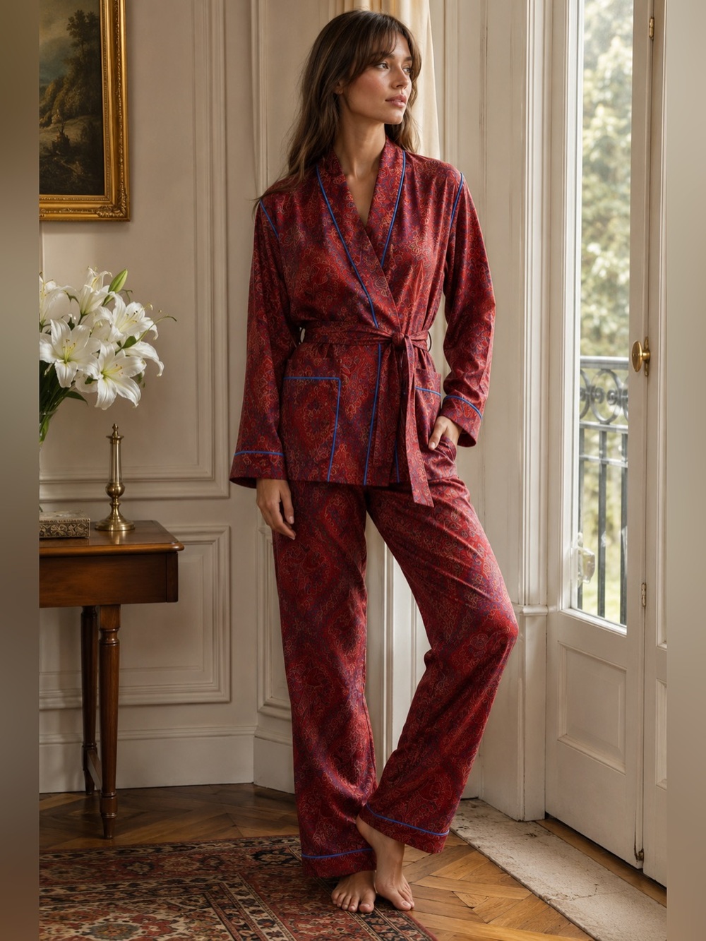 Vintage Tom Bezduda for Bardco Small Paisley Lounge Set USA Hostess Pajamas
